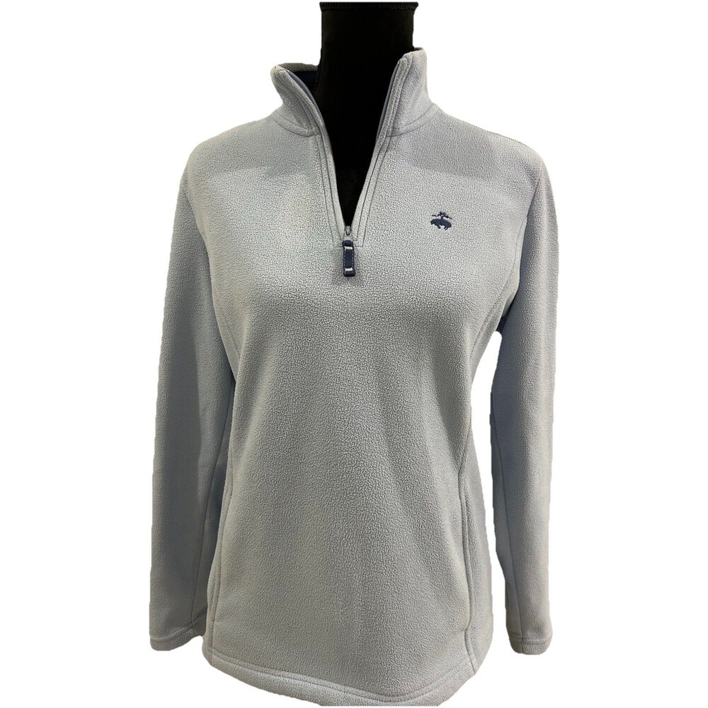 346 Brooks Brothers Womens Size M Light Blue Quarter Zip Fleece Pullover